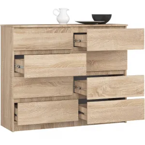 Ak furniture Komoda Kuba 120 cm 8 zásuviek dub sonoma
