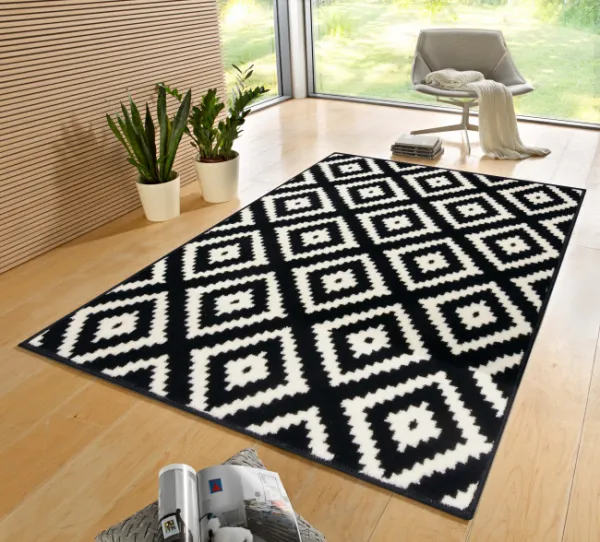 Koberec Hamla Diamond krémový / čierny