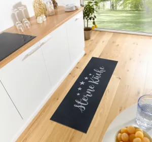 Koberec / Behúň Cook & Clean Five Stars Kitchen čierny / sivý