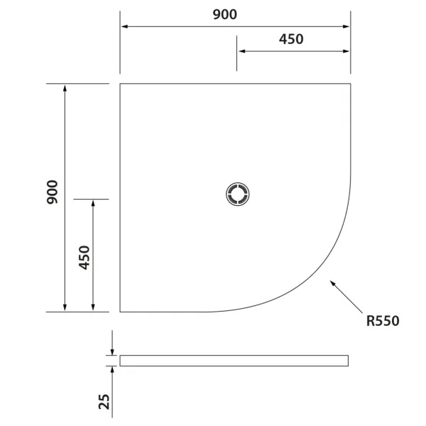 POLYSAN - FLEXIA sprchová vanička z liateho mramoru štvrťkruh, s možnosťou úpravy rozmeru, 90x90cm, R550 91181