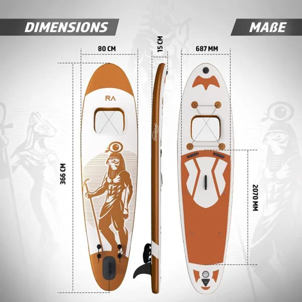 PHYSIONICS nafukovací paddleboard - bohyňa Bastet, 366 cm
