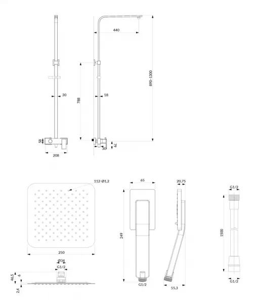 OMNIRES - BARETTI sprchový stĺp chróm /CR/ BA7844CR