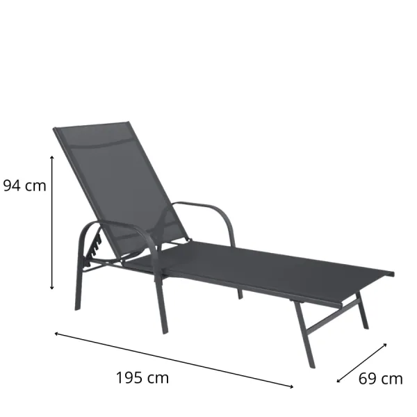Garden Line Zahradní lehátko BENZ tmavě šedé