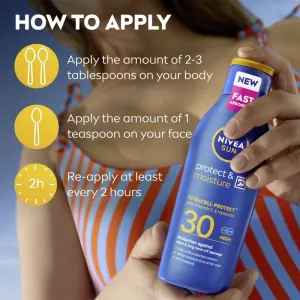 NIVEA SUN Protect & Moisture hydratačné mlieko na opaľovanie SPF 30 400 ml