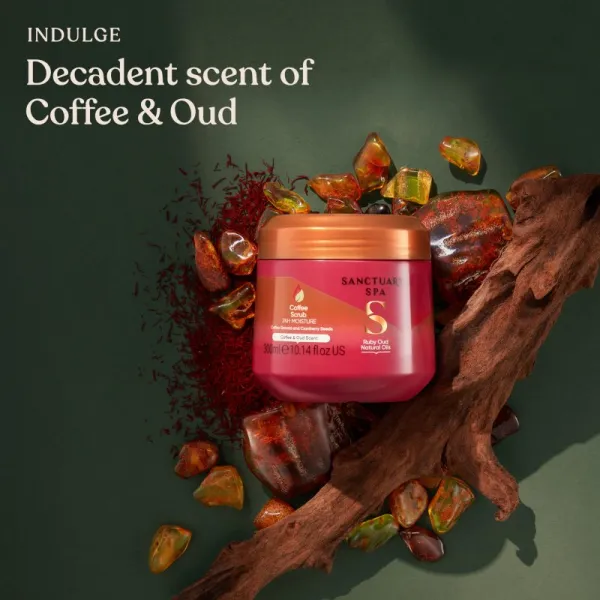 Sanctuary Spa Ruby Oud kávový telový peeling 300 ml