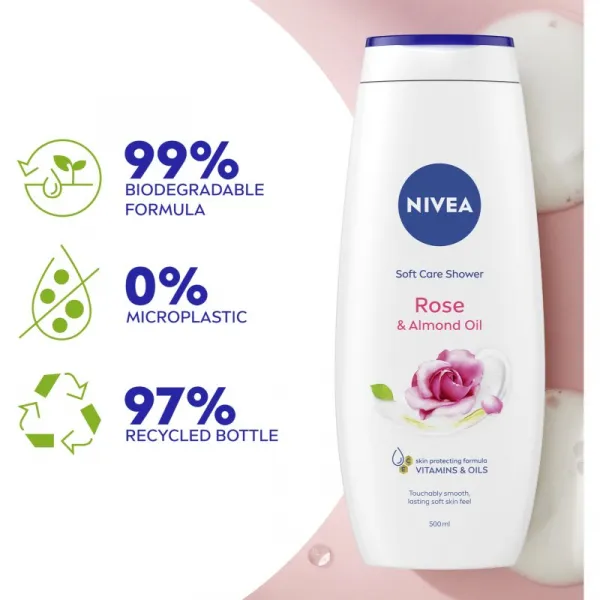 NIVEA Rose & Almond Oil sprchový gél 500 ml