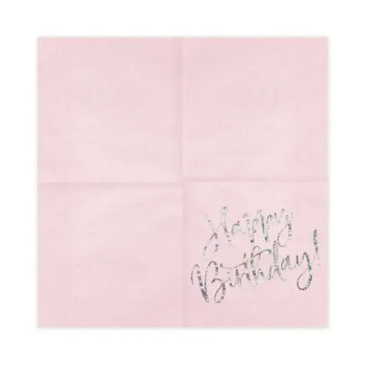 Obrúsky Happy Birthday! svetlo ružové 20 ks ALBI
