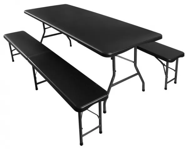 JAKS Skladací pivný set 180 cm čierny
