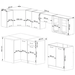 Ak furniture Kuchyňská rohová linka Olivie 3 m prosklená bílá/dub sonoma