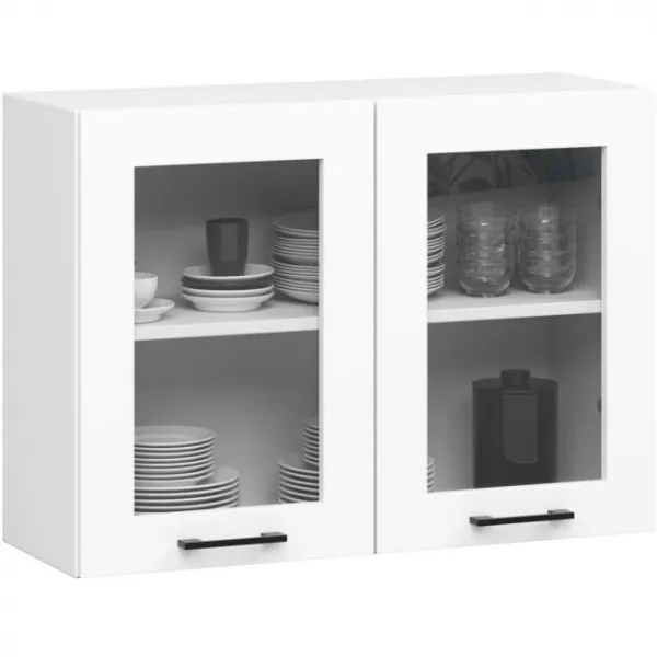 Ak furniture Kuchyňská rohová linka Olivie 3 m prosklená bílá/dub sonoma