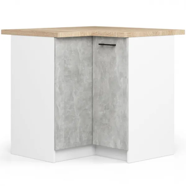 Ak furniture Kuchyňská rohová linka Olivie 3 m prosklená beton/dub sonoma