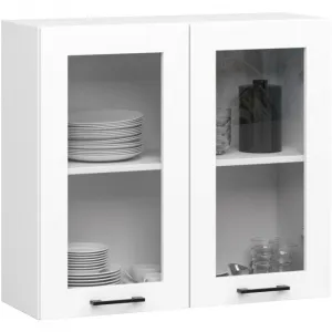 Ak furniture Kuchyňská linka Olivie 2,4 m H720 prosklená bílá/dub sonoma