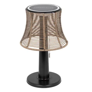 Haushalt International Solární stolní lampa s ratanovým stínidlem
