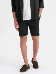 Štýlové kraťasy štruktúrované pre pánov čierne
