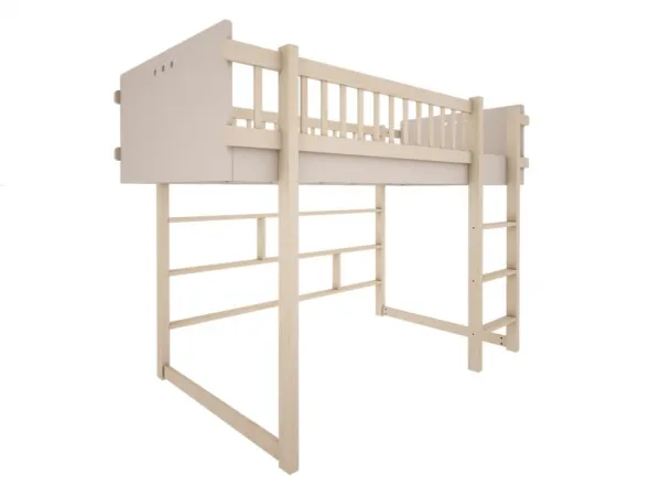 Detská zvýšená posteľ BASIC s rebríkom 90x200 cm Zvoľte farbu: Biela