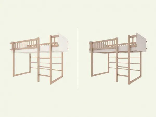 Detská zvýšená posteľ BASIC s rebríkom 90x200 cm Zvoľte farbu: Kašmírová