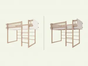Detská zvýšená posteľ BASIC s rebríkom 90x200 cm Zvoľte farbu: Kašmírová