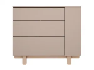 Detská komoda s tromi šuplíkmi a otvoreným regálom BASIC mocca