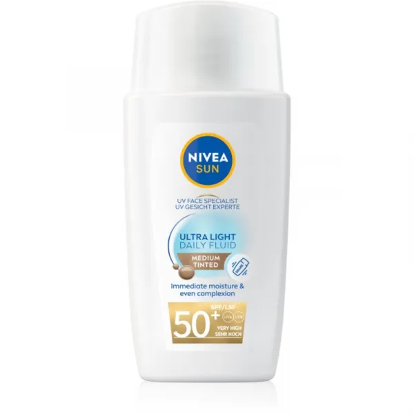 NIVEA SUN Ultra Light ľahký tónovací fluid SPF 50+ odtieň Medium 40 ml