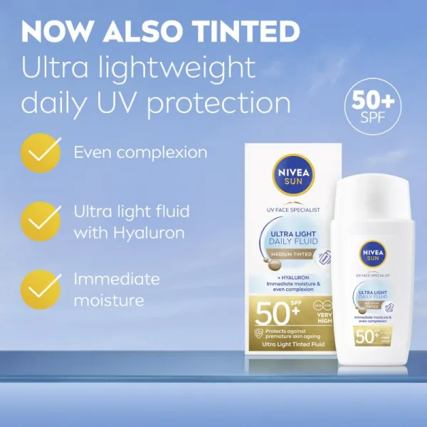 NIVEA SUN Ultra Light ľahký tónovací fluid SPF 50+ odtieň Medium 40 ml