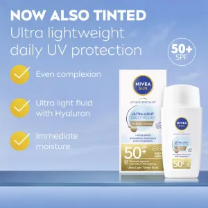 NIVEA SUN Ultra Light ľahký tónovací fluid SPF 50+ odtieň Medium 40 ml