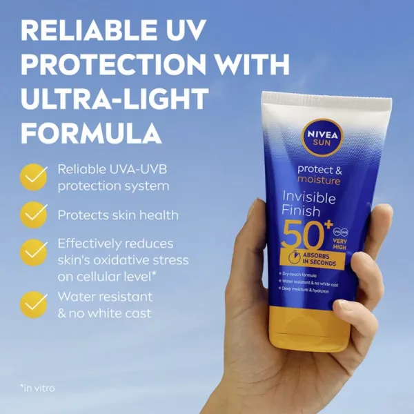 NIVEA SUN Protect & Moisture hydratačné mlieko na opaľovanie s kyselinou hyalurónovou SPF 50+ 150 ml
