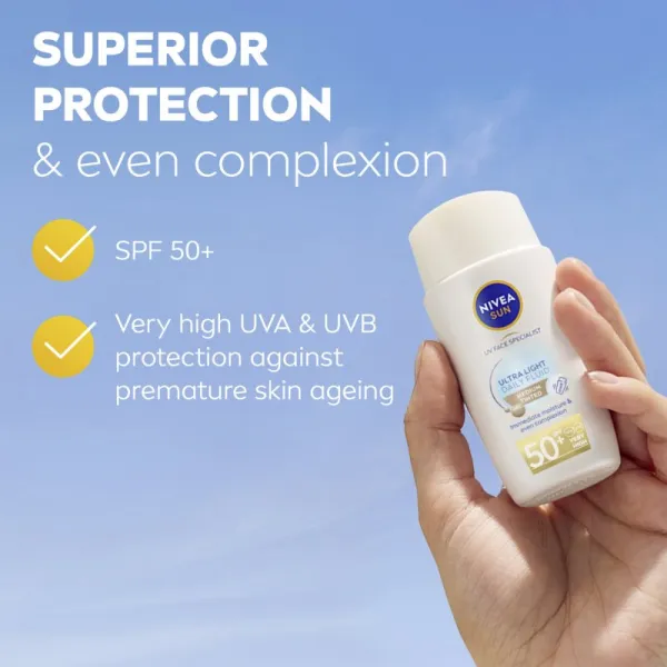NIVEA SUN Ultra Light ľahký tónovací fluid SPF 50+ odtieň Medium 40 ml