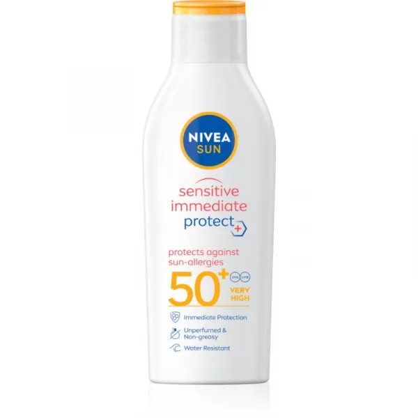 NIVEA SUN Sensitive Immediate mlieko na opaľovanie pre citlivú pokožku SPF 50+ 200 ml