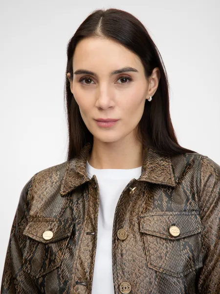 Brown Women's Patterned Leatherette Jacket ORSAY - Women's