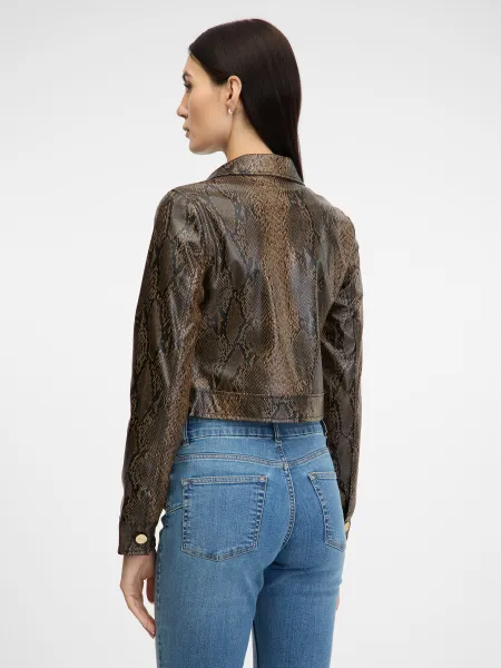 Brown Women's Patterned Leatherette Jacket ORSAY - Women's