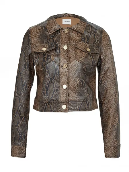 Brown Women's Patterned Leatherette Jacket ORSAY - Women's