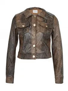 Brown Women's Patterned Leatherette Jacket ORSAY - Women's