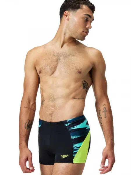 Speedo eco endurance+ max splice aquashort black/hyper yellow s - uk32