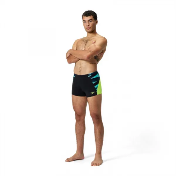 Speedo eco endurance+ max splice aquashort black/hyper yellow s - uk32