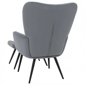 Kreslo s podnožou, sivá Velvet látka/čierna, HABEN