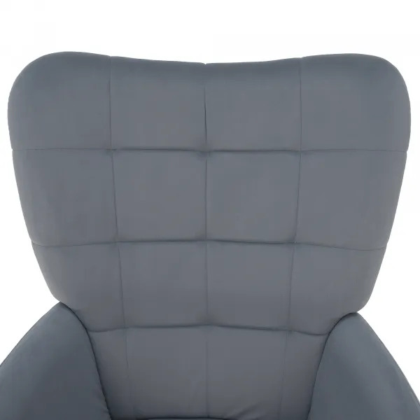 Kreslo s podnožou, sivá Velvet látka/čierna, HABEN