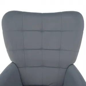 Kreslo s podnožou, sivá Velvet látka/čierna, HABEN