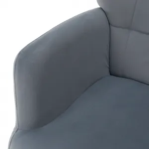 Kreslo s podnožou, sivá Velvet látka/čierna, HABEN