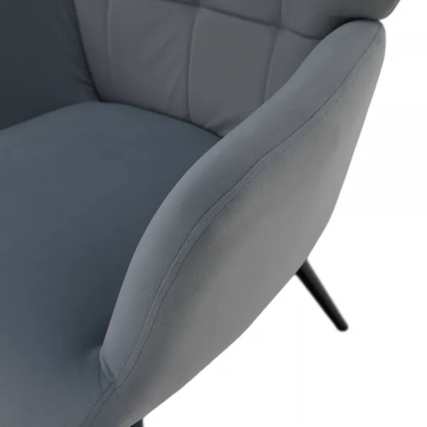 Kreslo s podnožou, sivá Velvet látka/čierna, HABEN