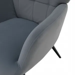 Kreslo s podnožou, sivá Velvet látka/čierna, HABEN