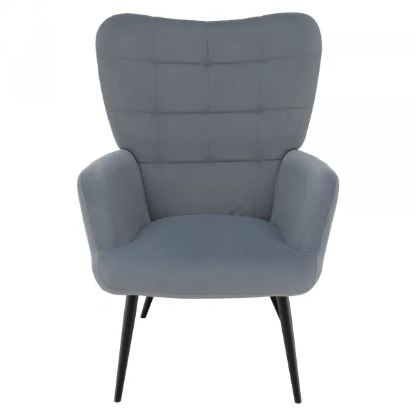 Kreslo s podnožou, sivá Velvet látka/čierna, HABEN