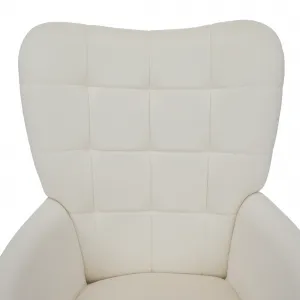 Kreslo s podnožou, biela Velvet látka/čierna, HABEN
