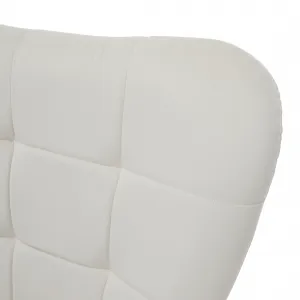 Kreslo s podnožou, biela Velvet látka/čierna, HABEN