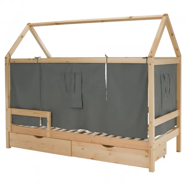 Montessori posteľ, 90x200, prírodná, masív, NOEMA