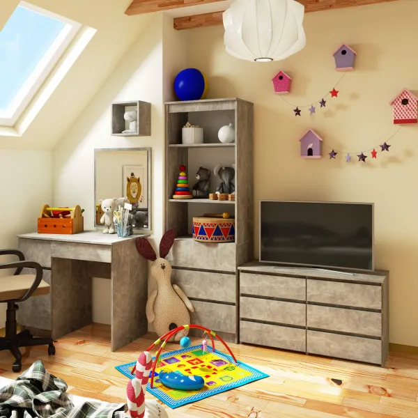 Ak furniture Komoda CL 100 cm 6 zásuviek betón