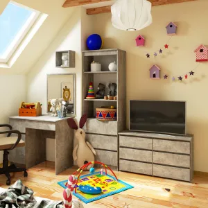 Ak furniture Komoda CL 100 cm 6 zásuviek betón
