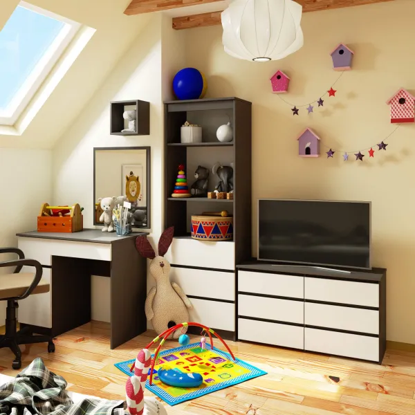 Ak furniture Komoda CL6 100 cm grafitovo šedá/biela
