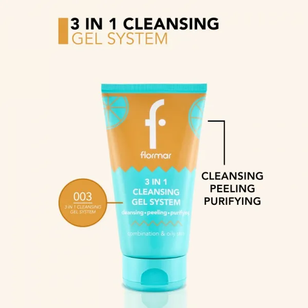 flormar Combination & Oily Skin 3in1 Cleansing Gel čistiaci gél 3 v 1 pre mastnú a zmiešanú pleť 150 ml