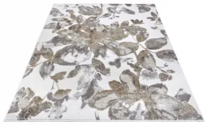 Koberec Shine Floral biely / sivý / hnedý