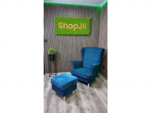 JAKS Kreslo ušiak modrý menčester Miláno